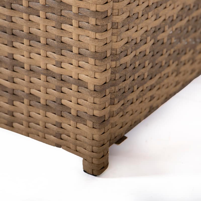 LeisureMod 44" Outdoor Fire Pit Table with 55,00 BTU - Rectangular Wicker Rattan Table for Lounge Porch Backyard Patio Decor