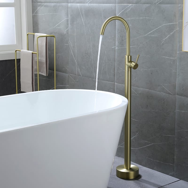 Freestanding Floor Mount 1-Handle Bath Tub Filler Faucet