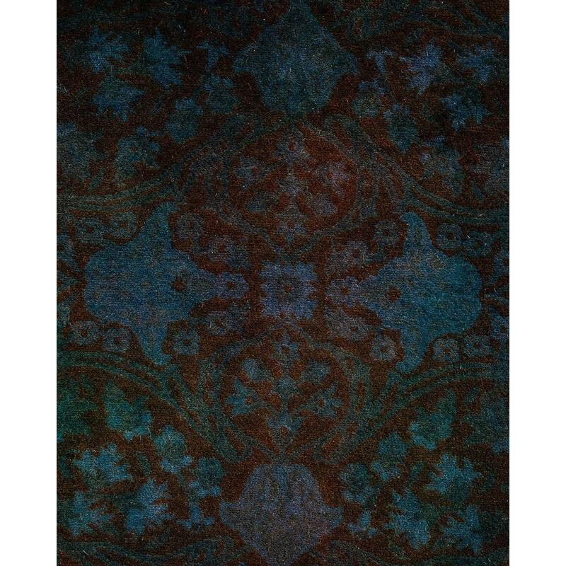 Overton Hand Knotted Wool Vintage Inspired Modern Contemporary Overdyed Blue Runner Rug - 3' 1" x 12' 4"