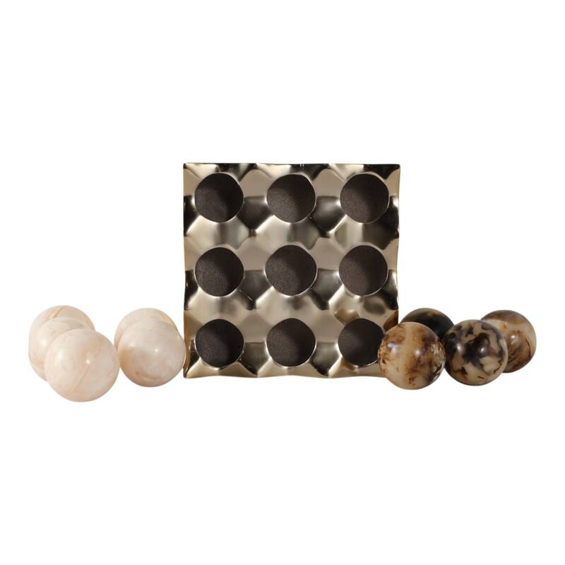 Metal and Marble Game Decor Piece Decorative Sculpture for Home Office - 10" x 10" x 3"