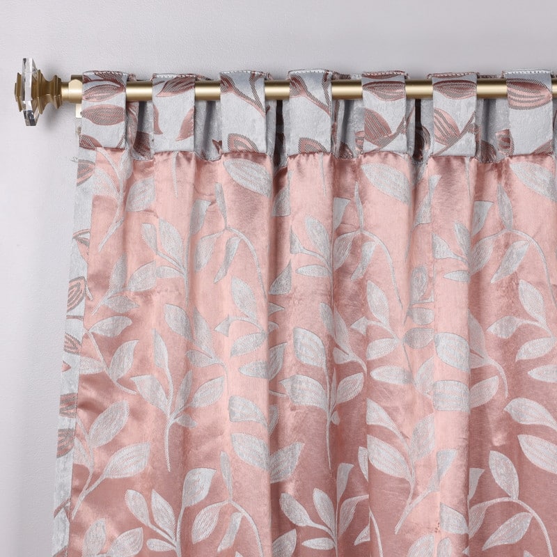 Superior Leaves Machine Washable Room Darkening Curtains with Back Tabs, Set of 2