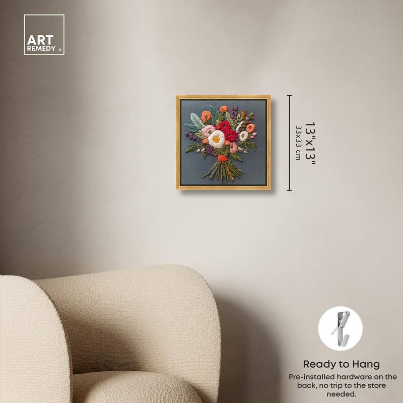 Stitched Bloom Bouquet I Canvas by Art Remedy