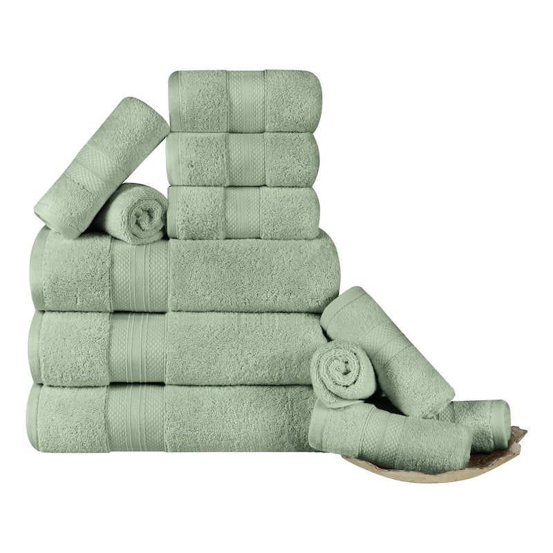 Turkish Cotton 12 Piece Solid Plush Heavyweight Towel Set by Superior