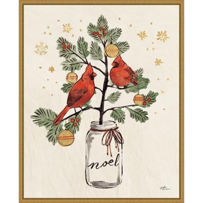 Christmas Lovebirds XIV Noel by Janelle Penner Framed Canvas Wall Art