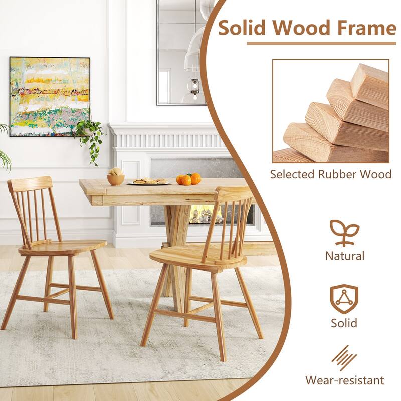 Gymax Dining Chairs Set of 4 Farmhouse Kitchen Chair w/ Rubber Wood