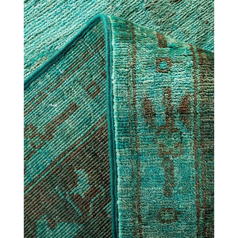 Overton Hand Knotted Wool Vintage Inspired Modern Contemporary Overdyed Blue Area Rug - 12' 1" x 14' 9"
