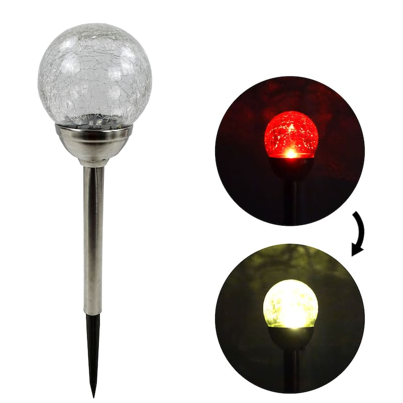 Alpine Corporation Solar Glass Ball Stake Color Change Warm White LED