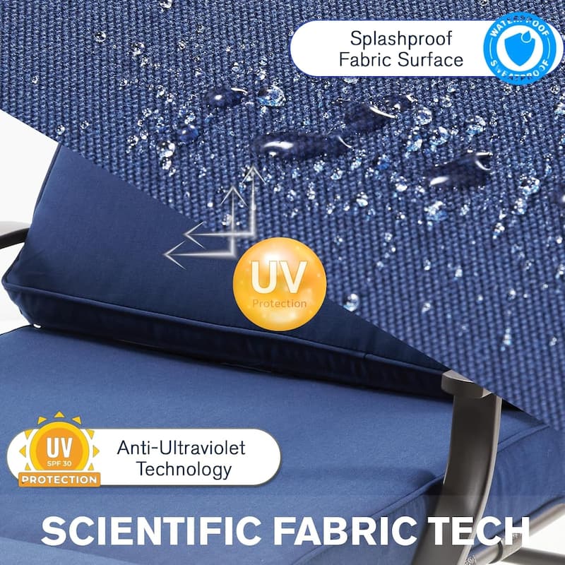 AECOJOY Chaise Lounge Cushions Outdoor Set of 2, Patio Lounge Chair Cushion for Outdoor Furniture