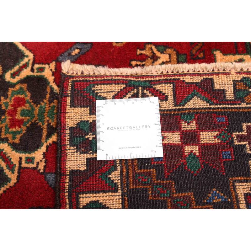 ECARPETGALLERY Hand-knotted Teimani Dark Red Wool Rug - 4'0 x 7'0