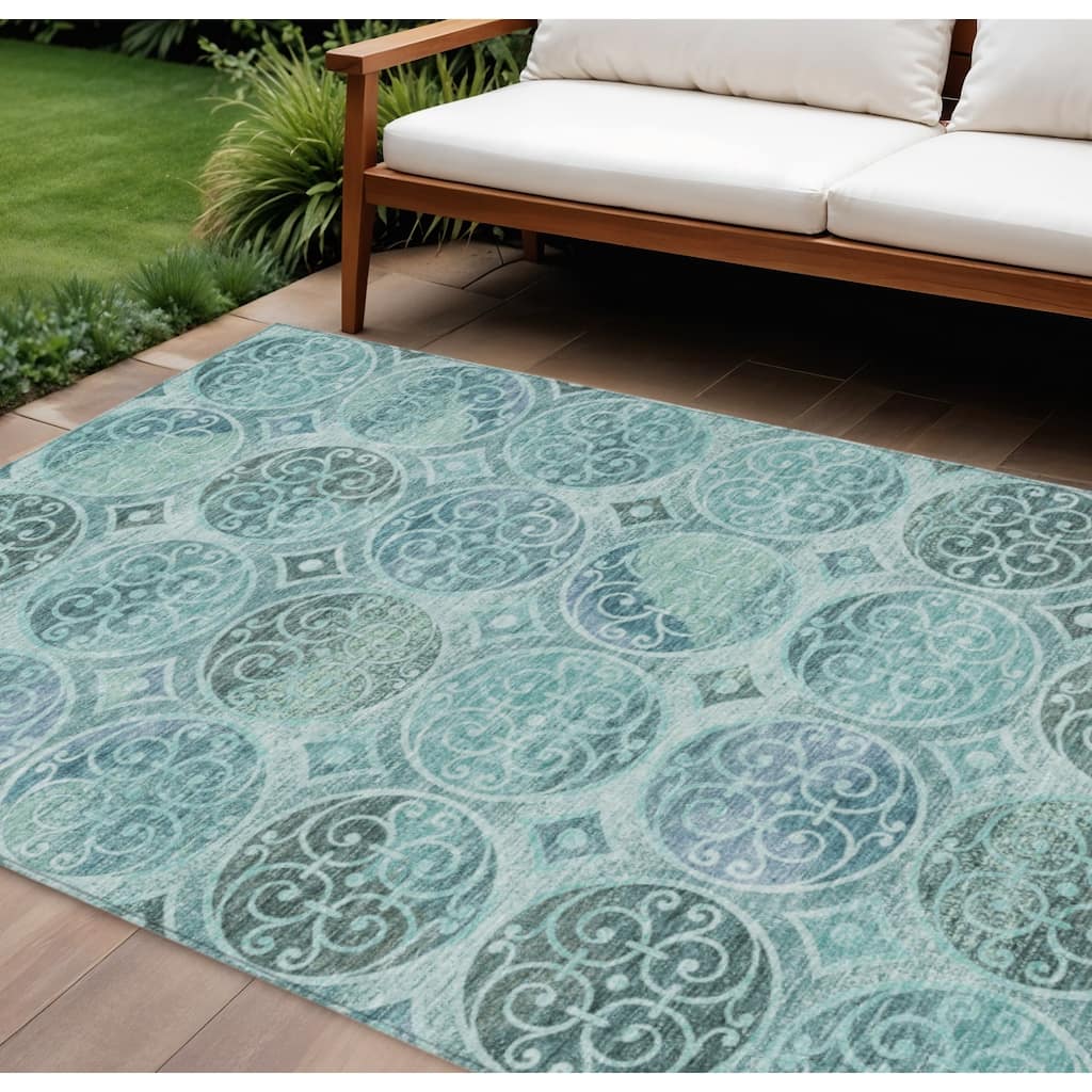 HomeRoots Trellis Transitional Rectangle Outdoor Rug