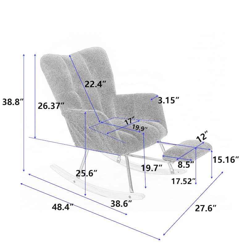Fabric Rocking Chair With Adjustable Footrest