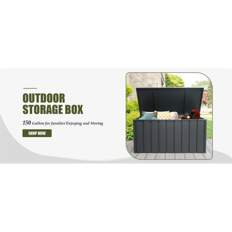 Waterproof 100/120/150/160-Gallon Outdoor Deck Box for Patio Storage