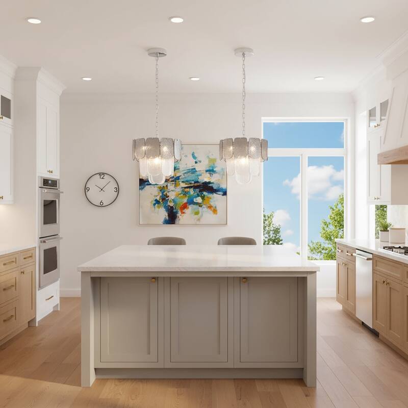 Artcraft Bianca - 5-Light Pendant - Polished Nickel - Crystalline with Piastra Type Glassware