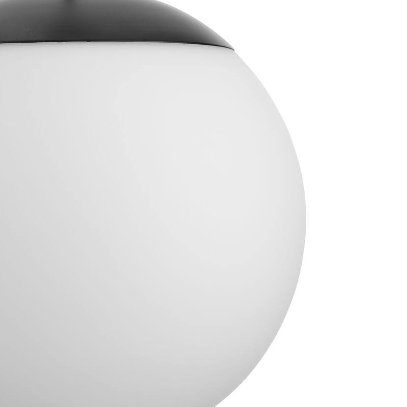 Atwell Collection Matte Black and Opal Glass Globe Small Hanging Pendant Light - 8 in x 8 in x 8.5 in
