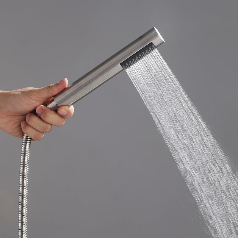 87.5"H Stainless Steel Freestanding Outdoor Shower with Handheld Shower
