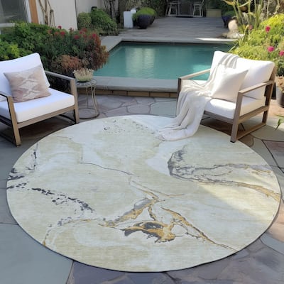 Machine Washable Indoor/ Outdoor Modern Abstract Chantille Rug