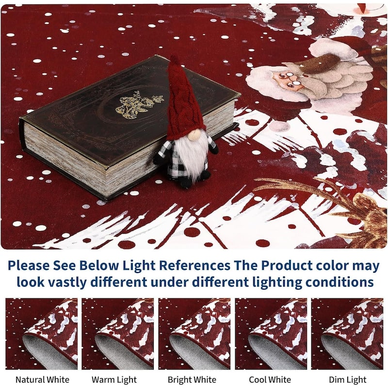 Soft Non-Slip Washable Christmas Santa Claus Aera Rugs, Xmas Holiday Decor, Red