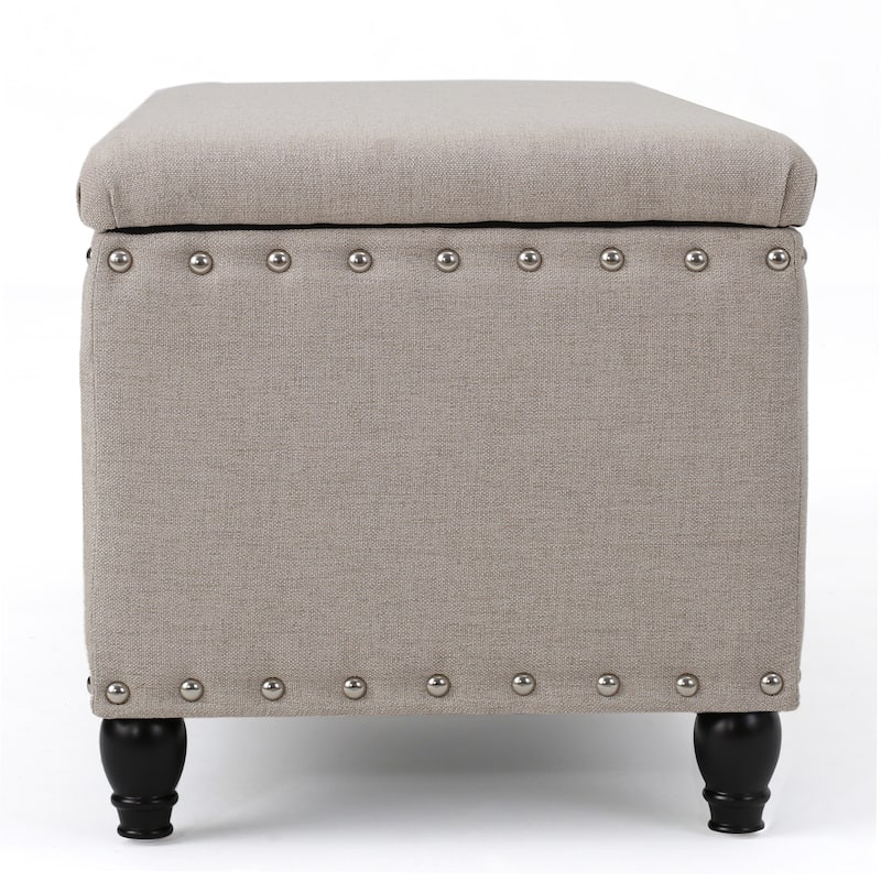 Simple Upholstered Storage Bench Hallway Bench with Nail Trim, Entryway Footrest Seat Leisure Stool Corridor Stool