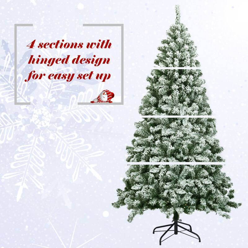 Gymax 6ft Snow Flocked Christmas Tree Hinged Artificial Pine Tree w/ - See Details