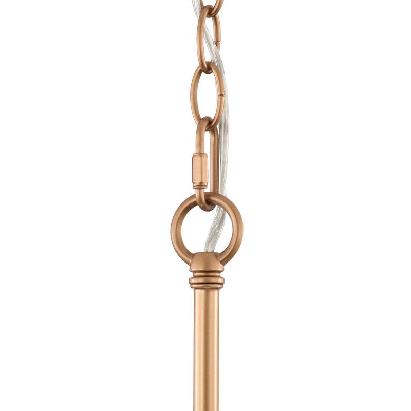 Casandra 1 Light Shiny Bronze Drum Pendant Chandelier with Clear Glass Bars - 8 inches in diameter x 17.9 inches H