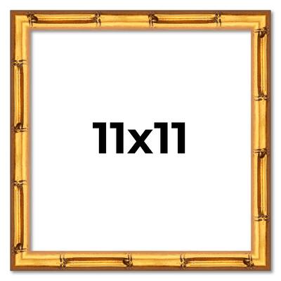 11x11 Frame Gold Bamboo Picture Frame - Modern Photo Frame Includes UV