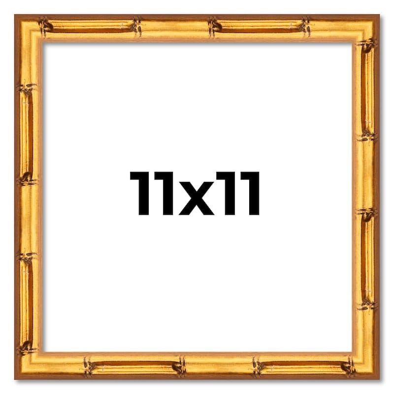 11x11 Frame Gold Bamboo Solid Wood Picture Frame | 1 Inch Moulding