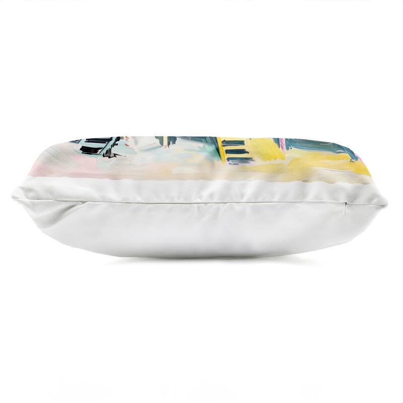 Stupell Pastel Tropical Beach Cabins Printed Outdoor Throw Pillow Design by Arlington Prints