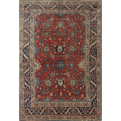 Hand Knotted Oriental 100% Wool Carpet Traditional Floral Oranges & Rust Tabriz Area Rug - 10' 7'' X 7' 8''