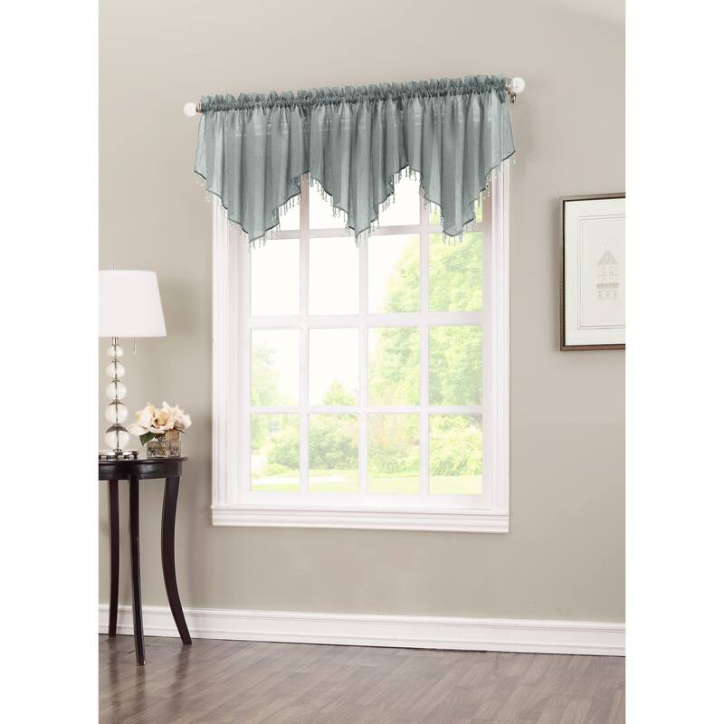 No. 918 Erica Sheer Crush Voile Single Ascot Curtain Valance - 51x24 - Charcoal