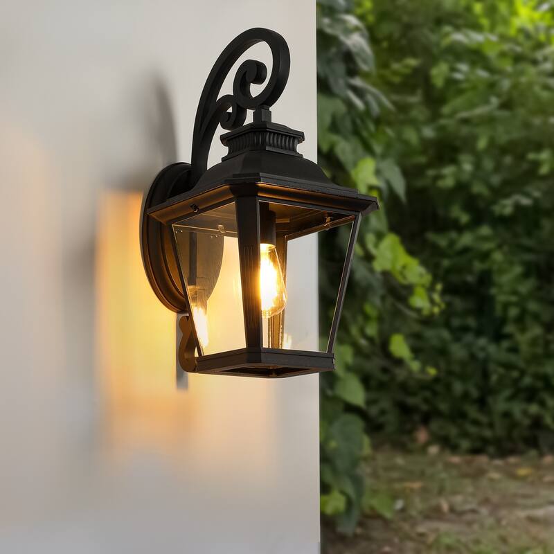 Outdoor Black Wall Lantern Sconce Light - 1-Light