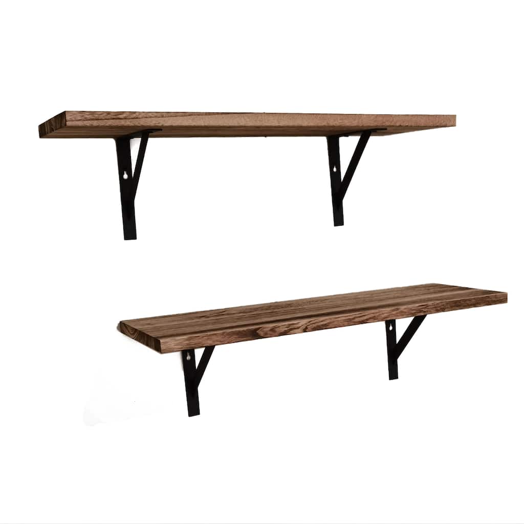 ALEKO Rustic Wood Wall Mount Storage Shelves - Set of 2