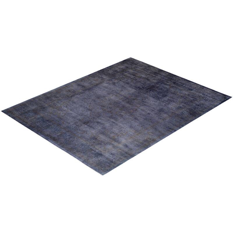 Overton Hand Knotted Wool Vintage Inspired Modern Contemporary Overdyed Purple Area Rug - 8' 1" x 10' 1"