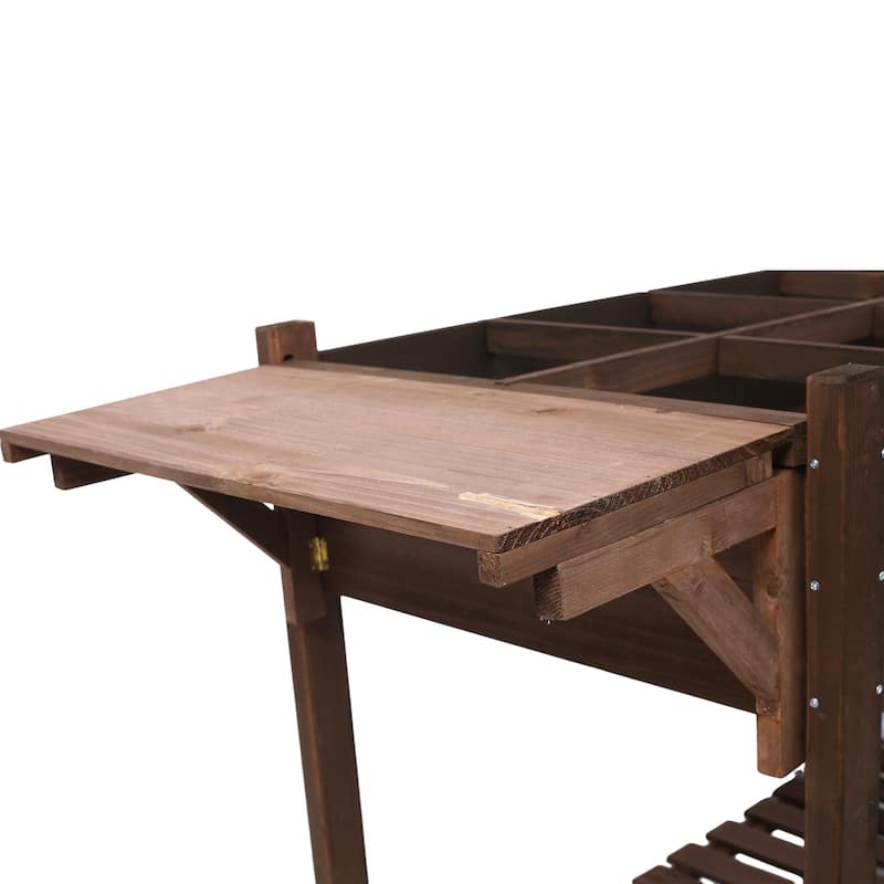 8-Pocket Wood Raised Garden Bed, Foldable Design for Herbs Veggies