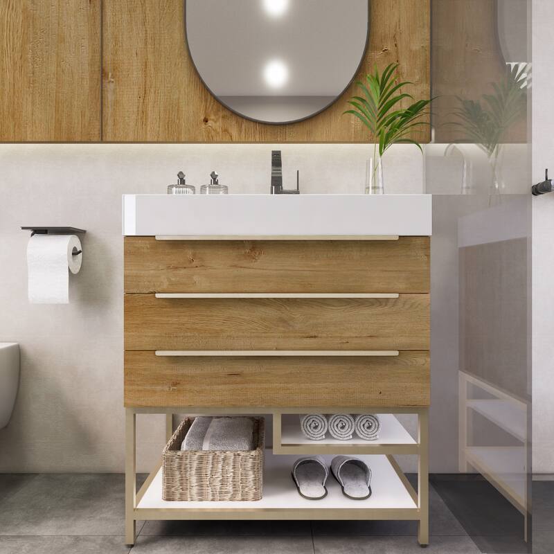 Noble 30" Free Standing Vanity with Reinforced Acrylic Sink - 30" Width