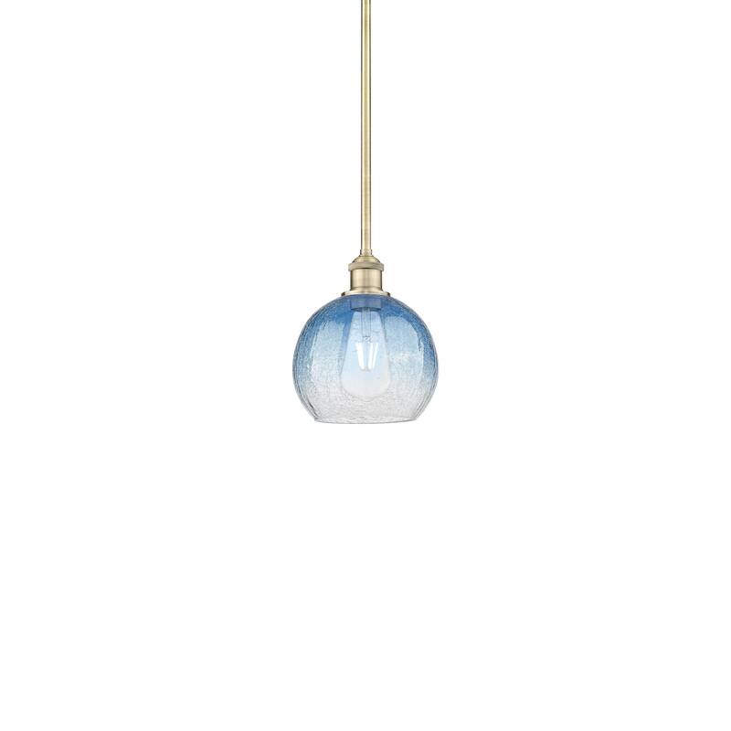 Innovations Lighting 616-1S-10-8 Brookhaven Globe Pendant Brookhaven - Antique Brass / Sapphire Blue