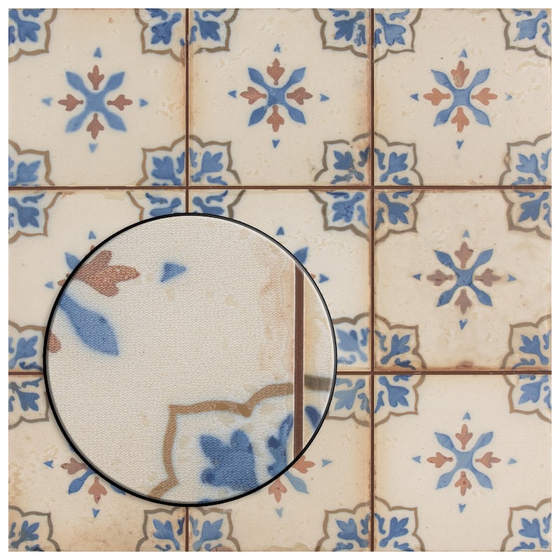 Merola Tile Mirambel Azul 13" x 13" Ceramic Floor and Wall Tile