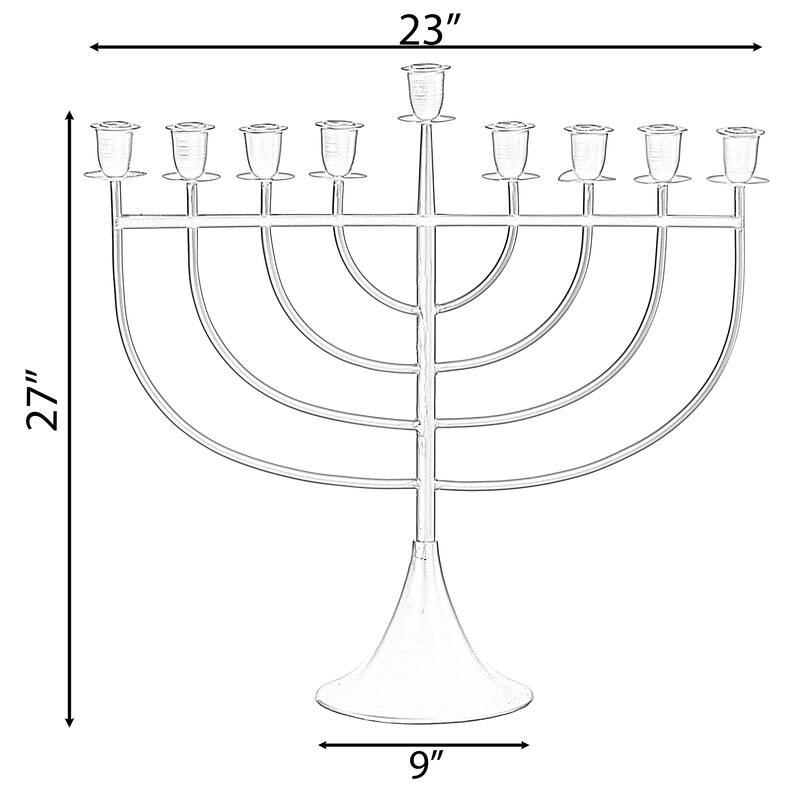 Modern Solid Metal Judaica Hanukkah Menorah 9 Branched Candelabra On Sale Bed Bath & Beyond