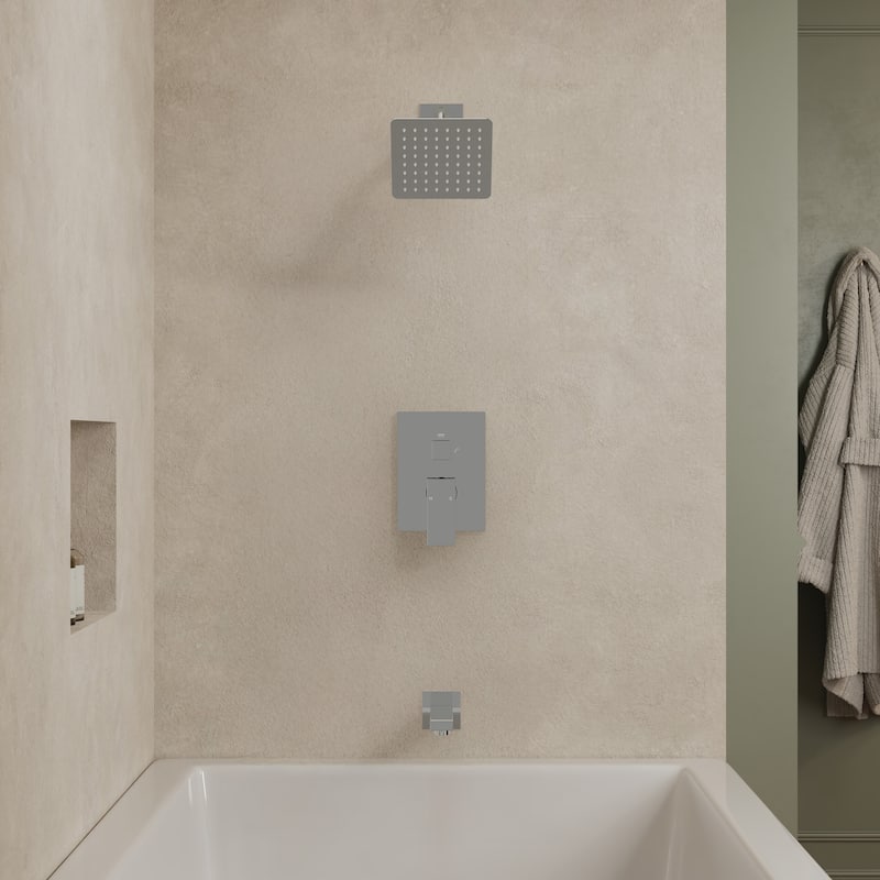 GRANDJOY 2-Function Tub and Shower Faucet Set with Single Handle Valve, Wall-Mount Design
