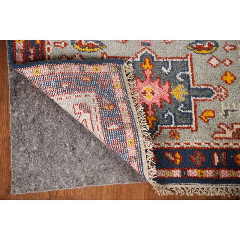 Geometric Green Kazak Indian Runner Rug Hand-knotted Wool Carpet - 2'6"x 9'11"