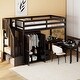 preview thumbnail 22 of 112, Space-Saving Wood Loft Bed with Storage Stairs & Wardrobe, Multifunctional Furniture Bed Frame with Desk & Drawers