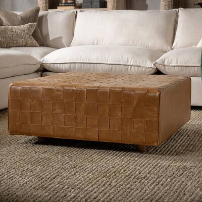 Classic Home Aristo Leather Square Cocktail Ottoman