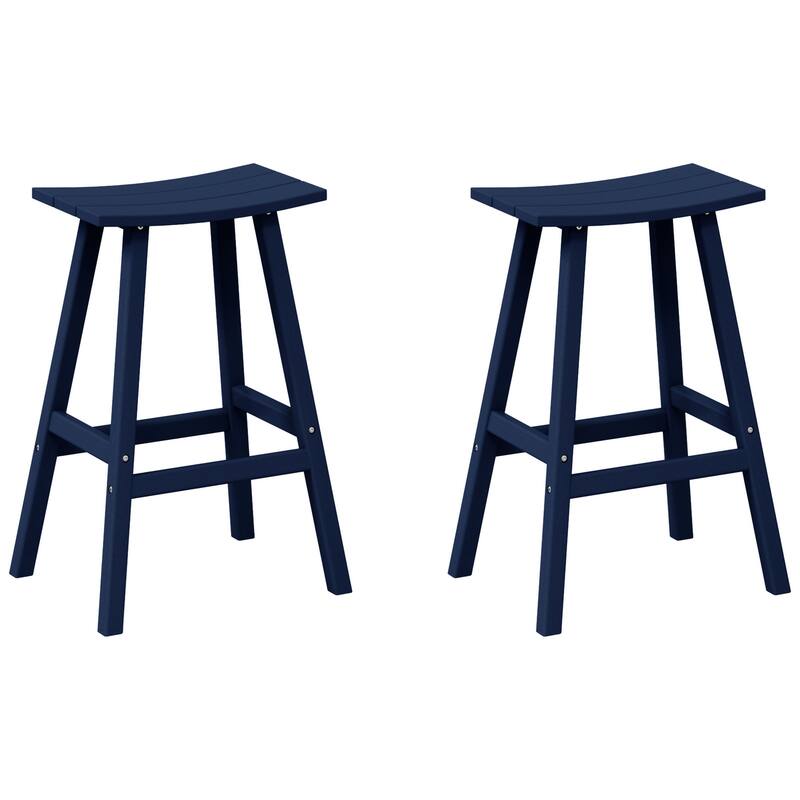 Laguna Hdpe All Weather Outdoor Patio 29" Saddle Seat Bar Stool (Set Of 2)