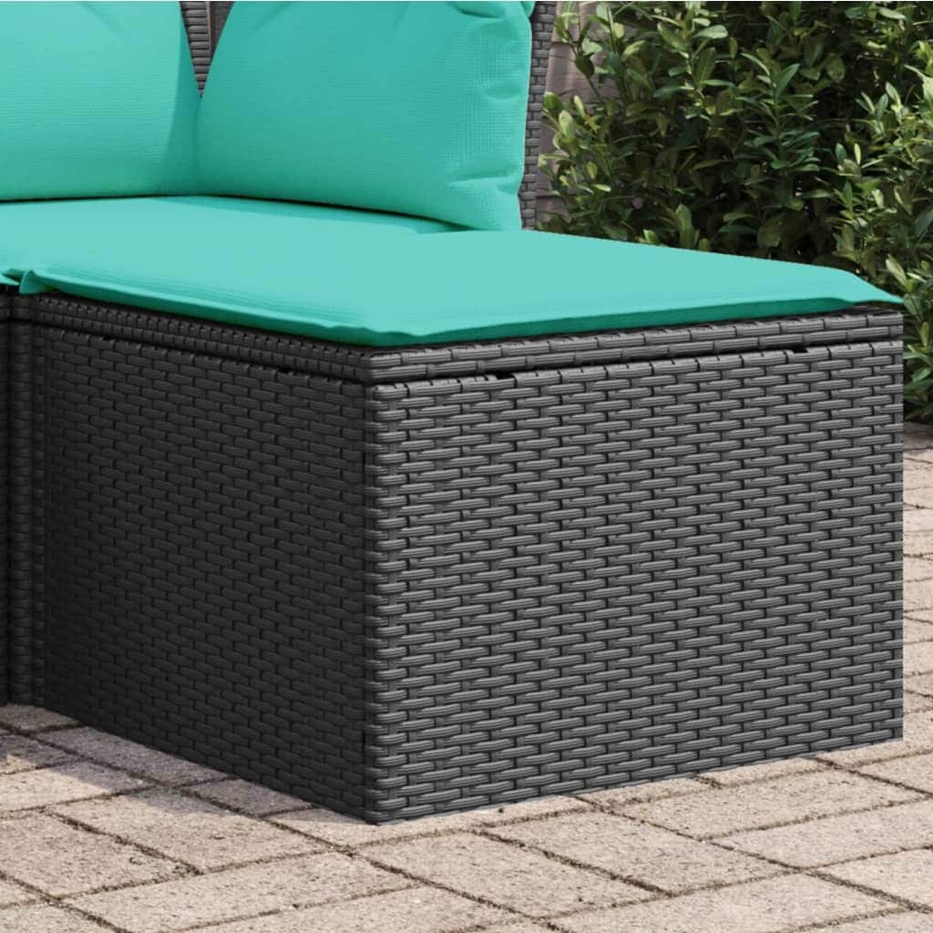 vidaXL Patio Stool with Cushion Ottoman Seating Poly Rattan Brown/Gray/Black - 21.7
