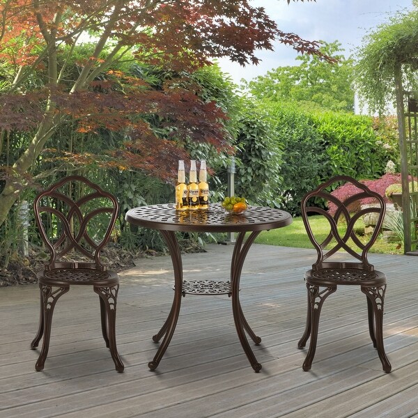 Nuzanto 3 Piece Aluminum Patio Bistro Sets Round Table ... (600 x 600 Pixel)