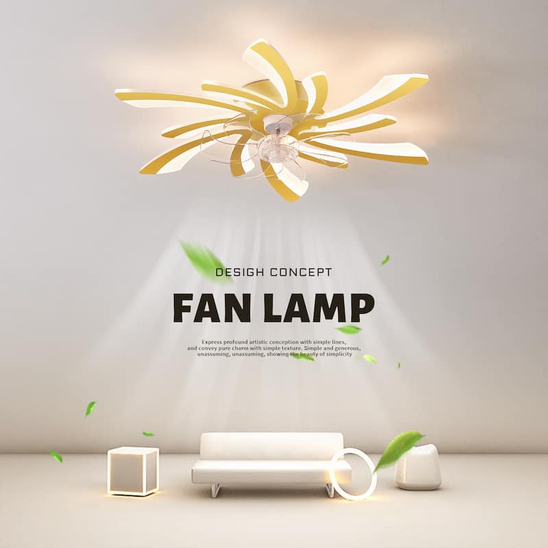 31" Oaks Aura Modern Flush Mount Ceiling Fan with Lights, 12in. Fan Blade 6-Speed Fan Light With Remote Control