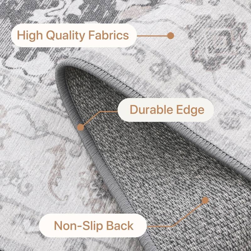 Mcow Serenity Collection Machine Washable Non-Slip Area Rug - 2'X3' - Grey - Rectangle