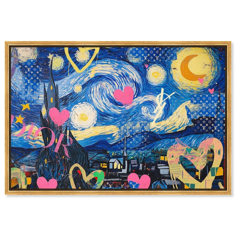 Starry Night Graffiti Canvas by Art Remedy - Gold - 54" x 36"