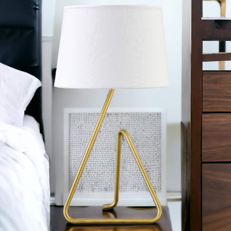 22" Metal Table Lamp With White Bell Shade - 12" x 12" x 22"