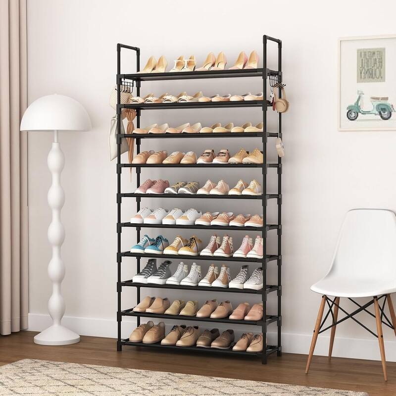 10-Tier Shoe Rack - Large Capacity 50 Pair Organizer