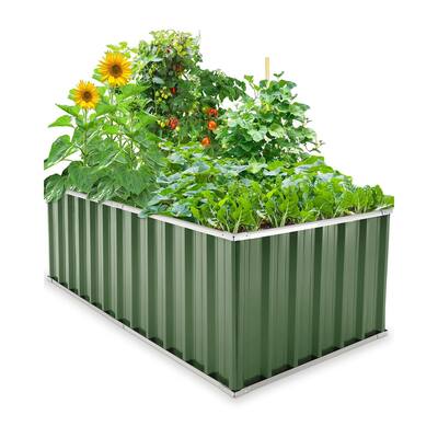 68"x 36"x 24" Raised Garden Bed Outdoor Heightened Steel Metal Planter Box for Deep-Rooted Vegetables, Flowers(Green)